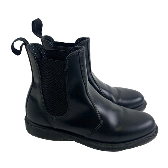 Dr Martens Flora Smooth Leather Chelsea Boot Pull On Ankle Black